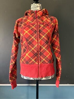 lululemon athletica Red Plaid Scuba Hoodie